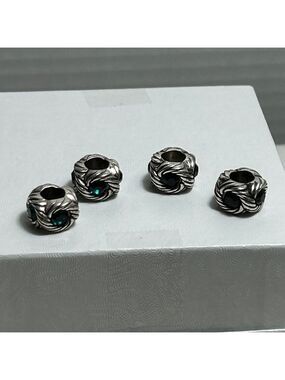 Brighton Razzle Dazzle Crystal Beads Spacer Lot of 4; Green Black Silver Plated